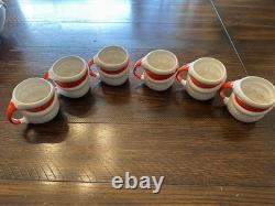 Complete set of 6 mid century 1950's winking Santa mugs-Japan-3. Peace stamped