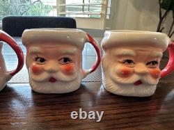 Complete set of 6 mid century 1950's winking Santa mugs-Japan-3. Peace stamped