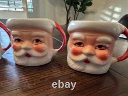 Complete set of 6 mid century 1950's winking Santa mugs-Japan-3. Peace stamped