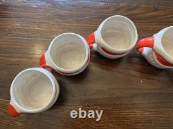 Complete set of 6 mid century 1950's winking Santa mugs-Japan-3. Peace stamped