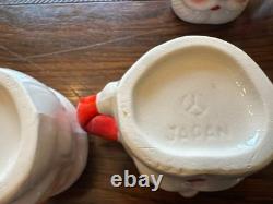 Complete set of 6 mid century 1950's winking Santa mugs-Japan-3. Peace stamped