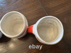 Complete set of 6 mid century 1950's winking Santa mugs-Japan-3. Peace stamped