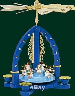 Concert Angels Blue German Christmas Pyramid Carousel Handcrafted in Germany New