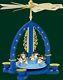 Concert Angels Blue German Christmas Pyramid Carousel Handcrafted In Germany New