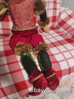 Costco 48 JESTER XL Old World Christmas Velvet Gold Clothing Mardi Gras 776718