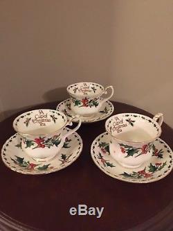 Cup of Christmas Tea Teapot Sugar Creamer 8 Cups+8 Saucers Tom Hegg WaldmanHouse