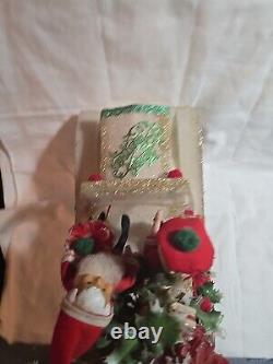 Cute Vintage Christmas Santa & Mrs Claus In Styrofoam Car With Gifts and Decor