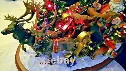 DANBURY MINT Dachshund Santa Christmas Doxie Reindeer Sleigh, Rare Retired