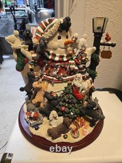 DANBURY MNT POODLE SNOWMAN LIGHTED RETIRED HTF Small Imperfection pls read