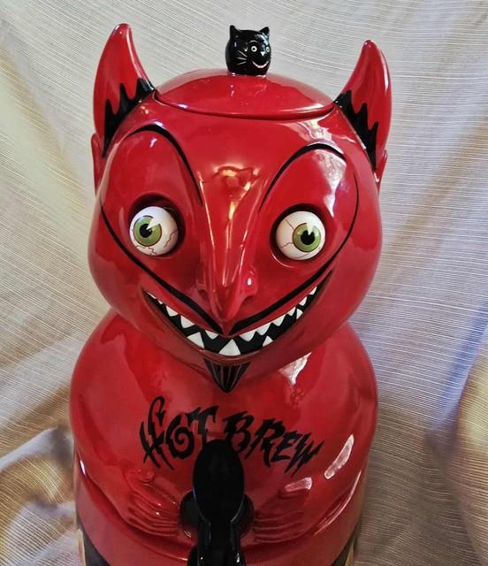 Dept 56 Halloween Devil Ceramic Beverage Dispenser Video Googly Eyes