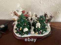 Danbury Mint Bichon Frise Christmas Santa Light Up Sleigh