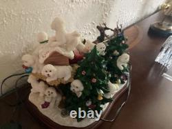 Danbury Mint Bichon Frise Christmas Santa Light Up Sleigh