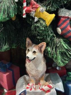 Danbury Mint Corgi Dog Christmas Tree Missing Star/ONE Ear/Two Dogs At Base Danbury Mint Corgi Dog Christmas Tree Missing Star/ONE Ear/Two Dogs At Base