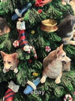 Danbury Mint Corgi Dog Christmas Tree Missing Star/ONE Ear/Two Dogs At Base Danbury Mint Corgi Dog Christmas Tree Missing Star/ONE Ear/Two Dogs At Base