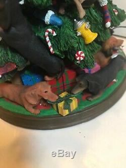 Danbury Mint Dachshund Wiener Dog Christmas Tabletop Tree Lighted