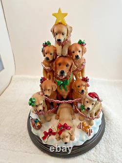 Danbury Mint Golden Retriever Dog Family Christmas Tree Sculpture No Light