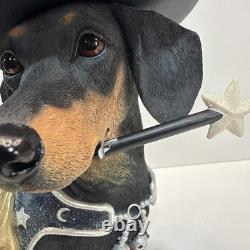 Danbury Mint Halloween Trick or Treat Dachshund Dog in Witch Costume Figurine