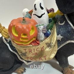 Danbury Mint Halloween Trick or Treat Dachshund Dog in Witch Costume Figurine