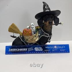 Danbury Mint Halloween Trick or Treat Dachshund Dog in Witch Costume Figurine