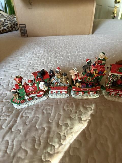 Danbury Mint Pug Christmas Express 6 Piece Train Set 2004