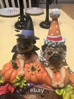 Danbury Mint Pumpkin Patch Pugs Light Up Halloween Figure No Damage