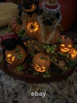 Danbury Mint Pumpkin Patch Pugs Light Up Halloween Figure No Damage