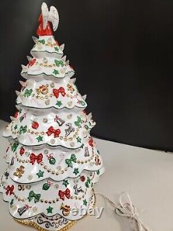 Danbury Mint White Porcelain Christmas Magic Lighted Christmas Tree 20 Tall