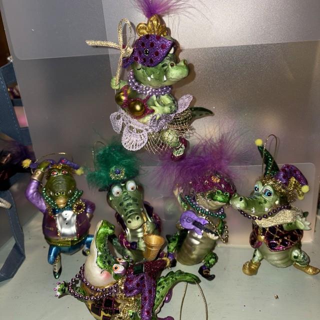 December Diamonds Alligator Mardi Gras Ornament Lot Of 6 Euc