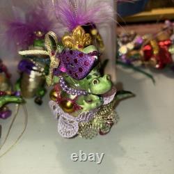 December Diamonds Alligator Mardi Gras Ornament Lot Of 6 EUC