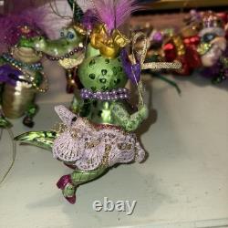 December Diamonds Alligator Mardi Gras Ornament Lot Of 6 EUC