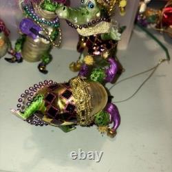 December Diamonds Alligator Mardi Gras Ornament Lot Of 6 EUC