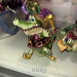 December Diamonds Alligator Mardi Gras Ornament Lot Of 6 EUC