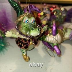 December Diamonds Alligator Mardi Gras Ornament Lot Of 6 EUC