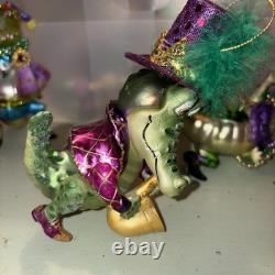 December Diamonds Alligator Mardi Gras Ornament Lot Of 6 EUC