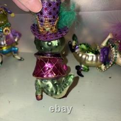 December Diamonds Alligator Mardi Gras Ornament Lot Of 6 EUC