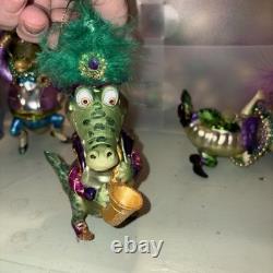 December Diamonds Alligator Mardi Gras Ornament Lot Of 6 EUC
