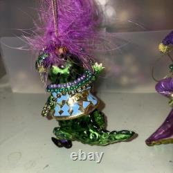 December Diamonds Alligator Mardi Gras Ornament Lot Of 6 EUC
