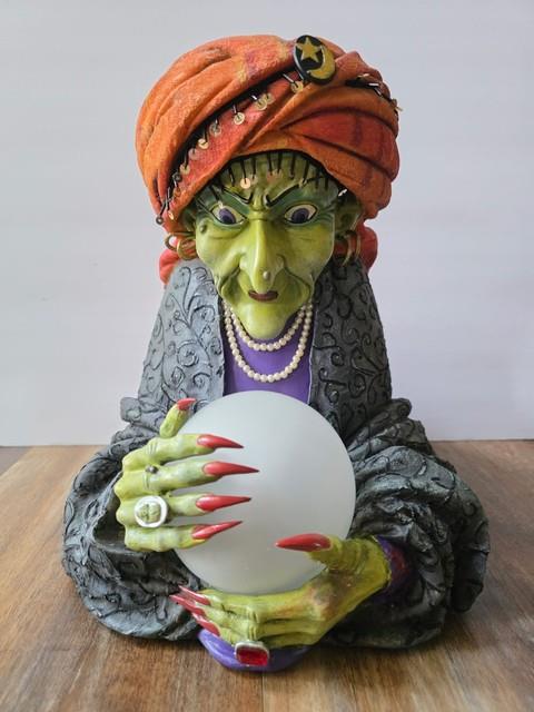 Department 56 Halloween Fortune Teller W Led Lighted Crystal Ball Works Great