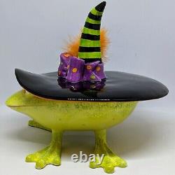 Department 56 Patience Brewster Krinkles Halloween Witch Frog Candy Dish Bowl
