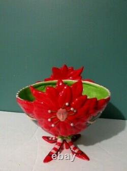 Department 56 / Patience Brewster Rare POINSETTIA CENTERPIECE BOWL in Box