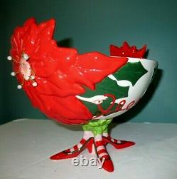 Department 56 / Patience Brewster Rare POINSETTIA CENTERPIECE BOWL in Box