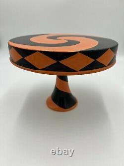 Department 56 Set of 3 Halloween Black and Orange Cake Stands 8 10 12 NWT