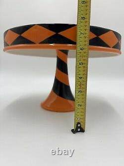 Department 56 Set of 3 Halloween Black and Orange Cake Stands 8 10 12 NWT