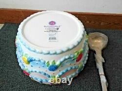 Dept 56 Glitterville Birthday Punch Bowl & Ladle Ceramic Celebration Party