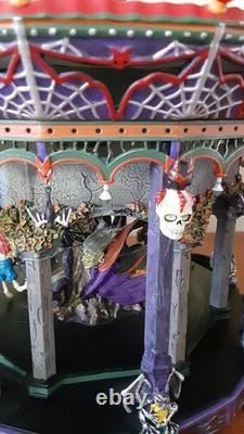 Dept 56 Snow Village Halloween Ghostly Carousel Sound Lights Motion All Work
