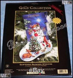 Dimensions Gold GLISTENING SNOWMAN STOCKING Christmas Counted Cross Stitch Kit