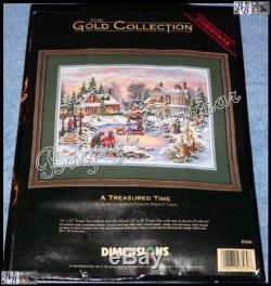 Dimensions Gold TREASURED TIME Christmas Counted Cross Stitch Picture Kit -Lewan