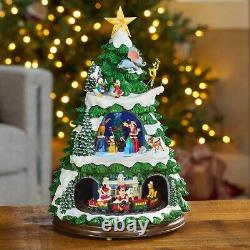 Disney Animated Christmas Tree Carousel Plays 8 Songs New In Box