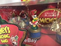 Disney Mr. Christmas 1992 Mickey's Marching Band Musical Ornament Set of 8 NEW