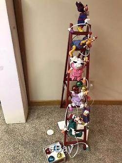 Disney Mr Christmas Mickey's Tree Trimmers Animated 4' Ladder EUC